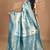 green banarasi silk blend saree with blouse piece