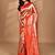 red banarasi silk blend saree with blouse piece