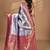 purple banarasi silk blend saree with blouse piece