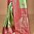 green banarasi silk blend saree with blouse piece