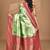green banarasi silk blend saree with blouse piece