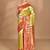 pink banarasi silk blend saree with blouse piece