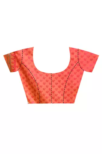 pink banarasi silk blend saree with blouse piece
