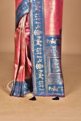 pink two dye silk blend saree with blouse piece 2
