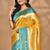 yellow two dye silk blend saree with blouse piece