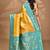 yellow two dye silk blend saree with blouse piece
