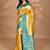 yellow two dye silk blend saree with blouse piece
