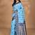 blue kashmiri silk linen saree with blouse piece