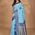 blue kashmiri silk linen saree with blouse piece