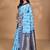 blue kashmiri silk linen saree with blouse piece