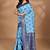 blue kashmiri silk linen saree with blouse piece