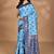 blue kashmiri silk linen saree with blouse piece