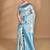 Blue chanderi silk blend saree with blouse piece