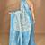 Blue chanderi silk blend saree with blouse piece