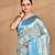 Blue chanderi silk blend saree with blouse piece
