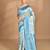 Blue chanderi silk blend saree with blouse piece
