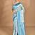 blue chanderi silk blend saree with blouse piece