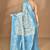 blue chanderi silk blend saree with blouse piece