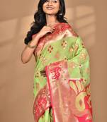 multicolor two dye linen saree with blouse piece