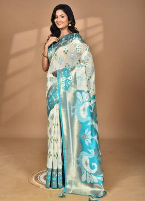 multicolor two dye linen saree with blouse piece 3