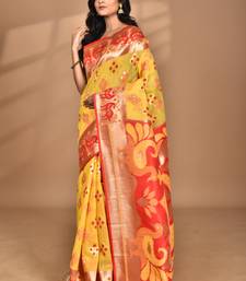 mustard linen saree with blouse piece