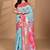 blue linen saree with blouse piece
