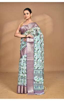 multicolor chanderi digital print saree with blouse piece 1