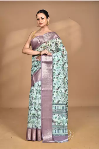 multicolor chanderi digital print saree with blouse piece