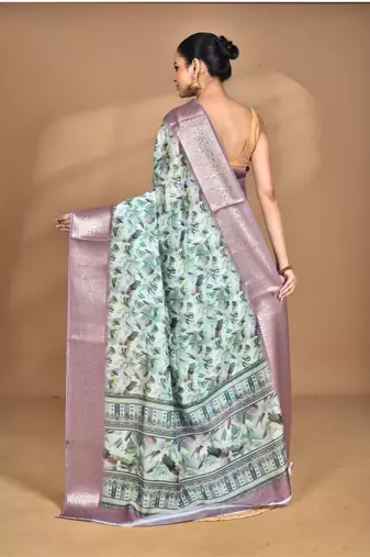 multicolor chanderi digital print saree with blouse piece