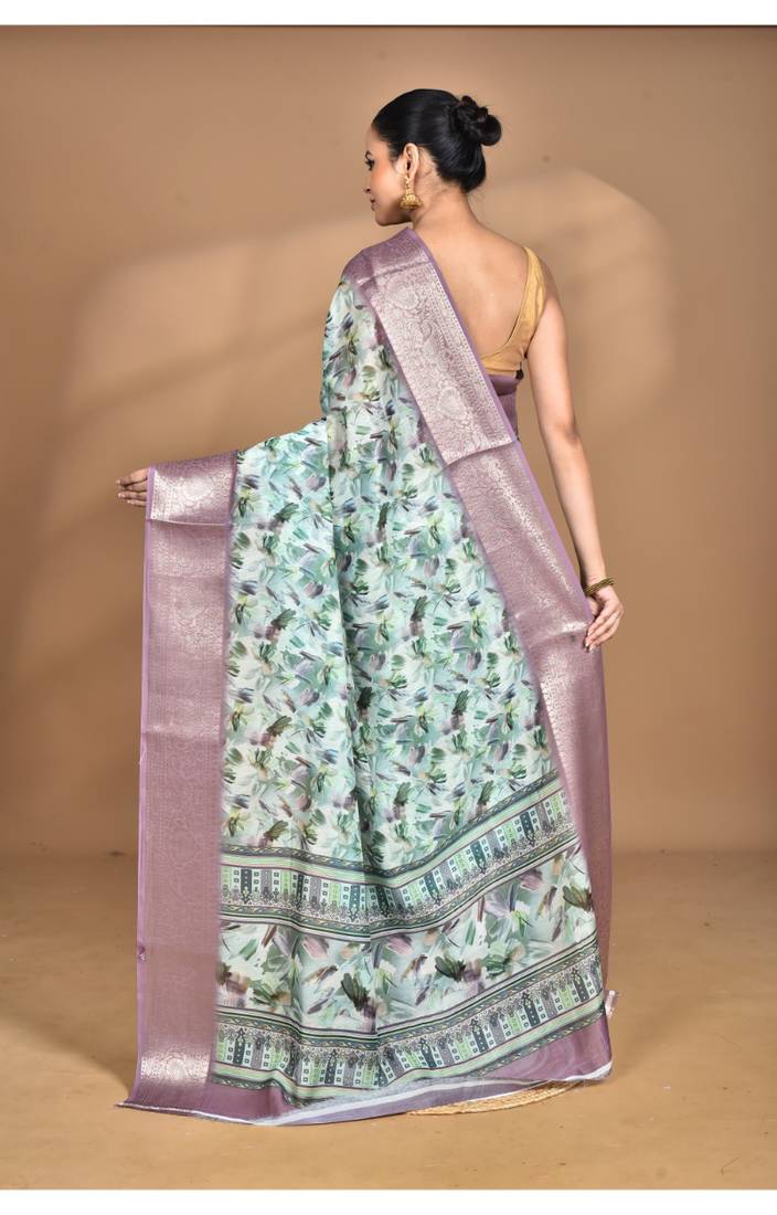 multicolor chanderi digital print saree with blouse piece