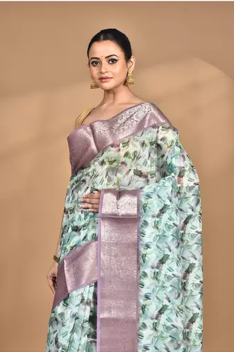 multicolor chanderi digital print saree with blouse piece