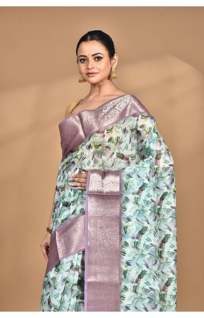 multicolor chanderi digital print saree with blouse piece