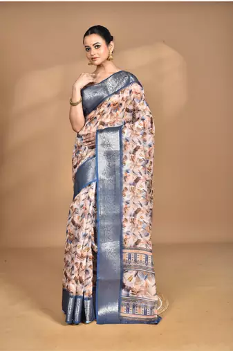 multicolor chanderi digital print saree with blouse piece