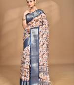 multicolor chanderi digital print saree with blouse piece