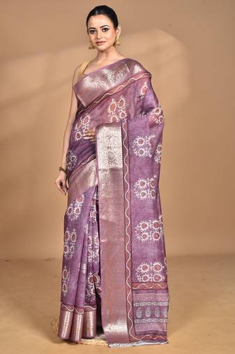 multicolor chanderi digital print saree with blouse piece