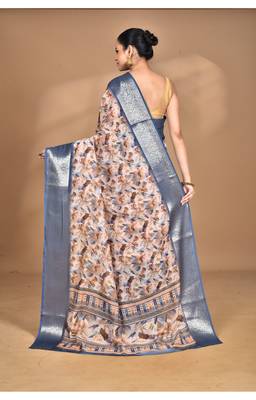 multicolor chanderi digital print saree with blouse piece 2