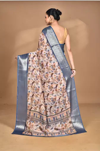 multicolor chanderi digital print saree with blouse piece
