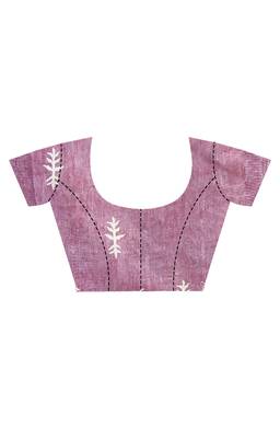 dusky lavender chanderi digital print saree with blouse piece 5