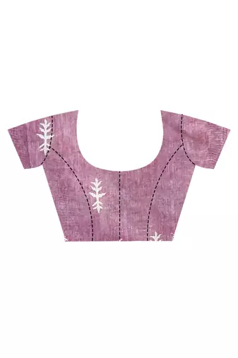 dusky lavender chanderi digital print saree with blouse piece