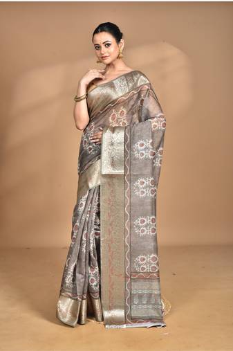 multicolor chanderi digital print saree with blouse piece