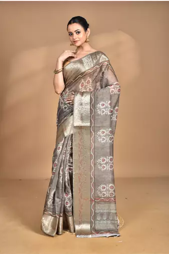 multicolor chanderi digital print saree with blouse piece