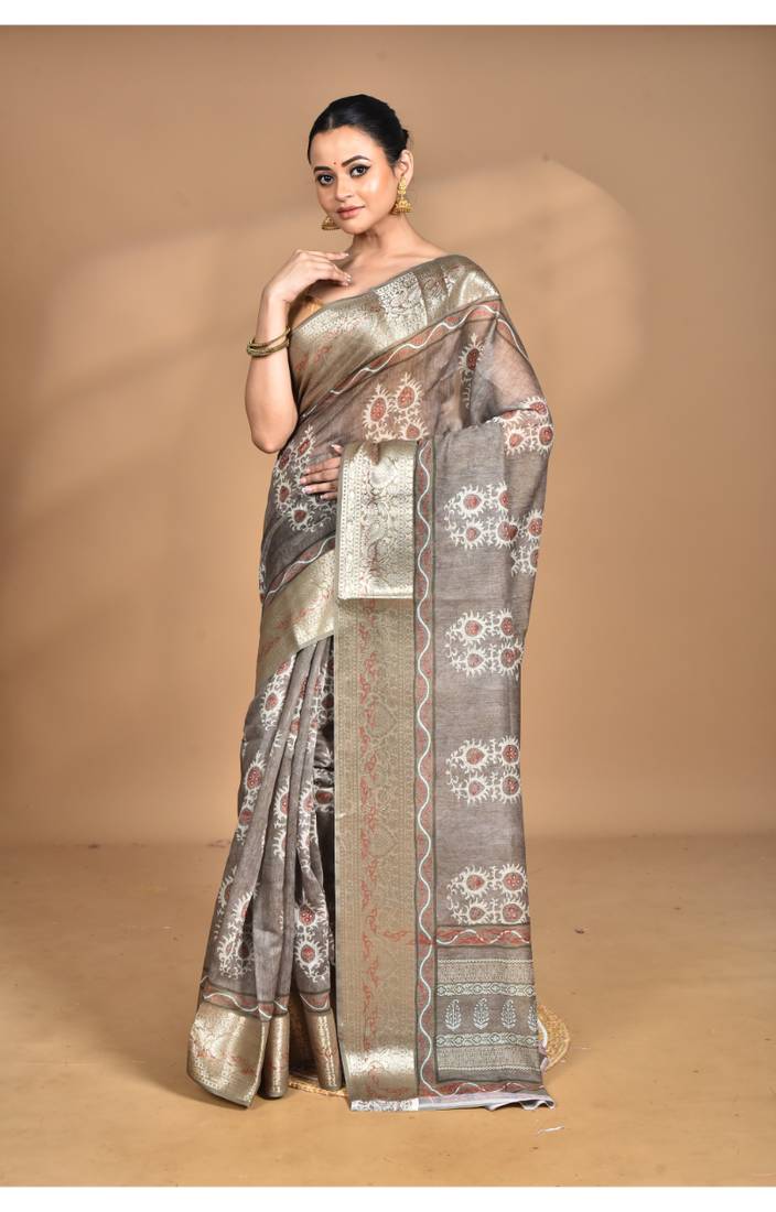 multicolor chanderi digital print saree with blouse piece