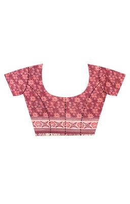 rust chanderi digital print saree with blouse piece 5