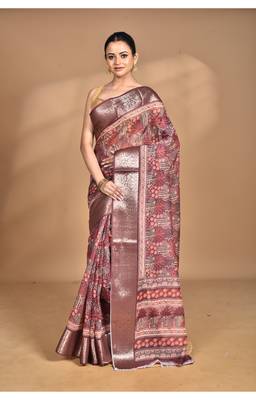 multicolor chanderi digital print saree with blouse piece 1