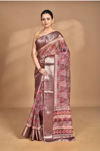 multicolor chanderi digital print saree with blouse piece
