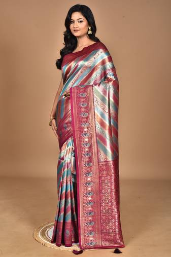 multicolor chanderi digital print saree with blouse piece
