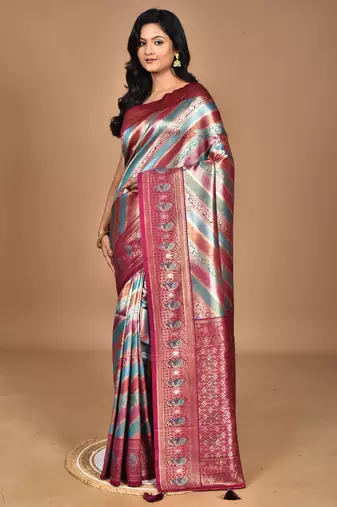 multicolor chanderi digital print saree with blouse piece
