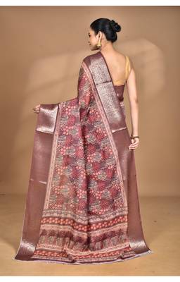 multicolor chanderi digital print saree with blouse piece 2