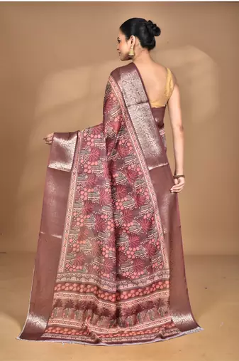 multicolor chanderi digital print saree with blouse piece