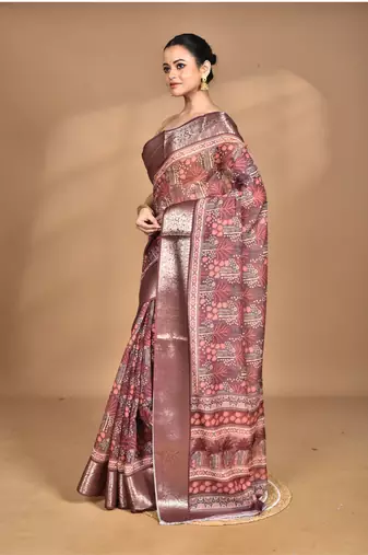 multicolor chanderi digital print saree with blouse piece